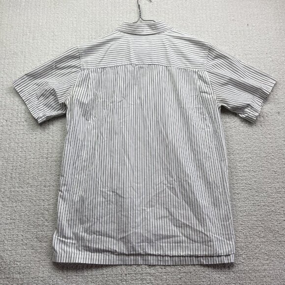 Y2K Avirex  Button Up Shirt Mens XL Short Sleeve Striped White Grunge Graphic** - Picture 13 of 15